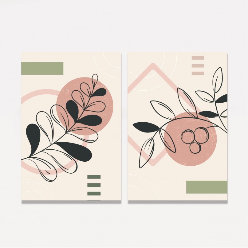 Quadro Duo Abstract Olive Blossoms