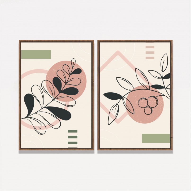 Quadro Duo Abstract Olive Blossoms