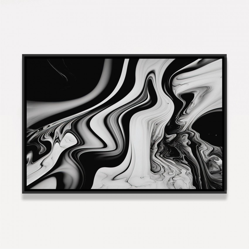 Quadro Abstrato Movimentos Preto e Branco