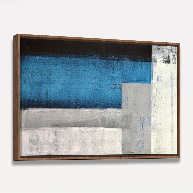 Quadro decorativo Abstrato Arte Pintura Tons Azul e Cinza