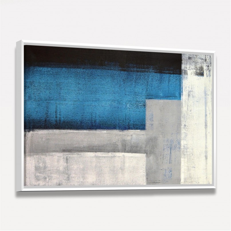 Quadro decorativo Abstrato Arte Pintura Tons Azul e Cinza