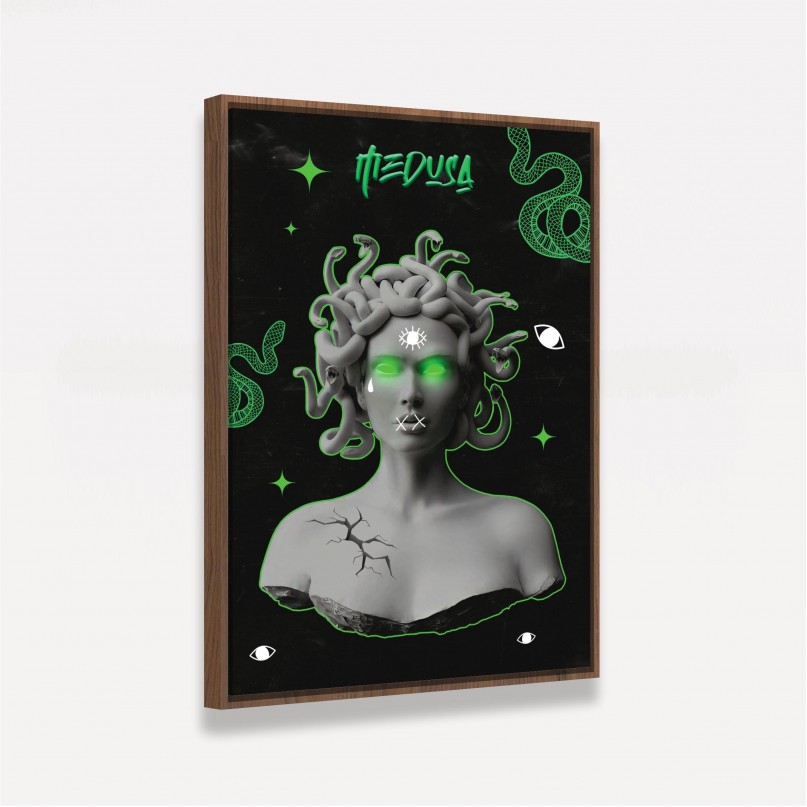 Quadro Escultura Medusa Colagem - Pop Art