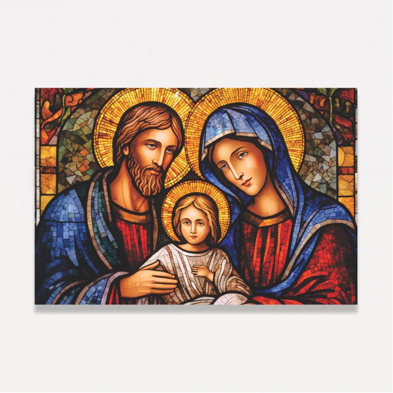 Quadro Sagrada Família Lar Sagrado em Mosáico