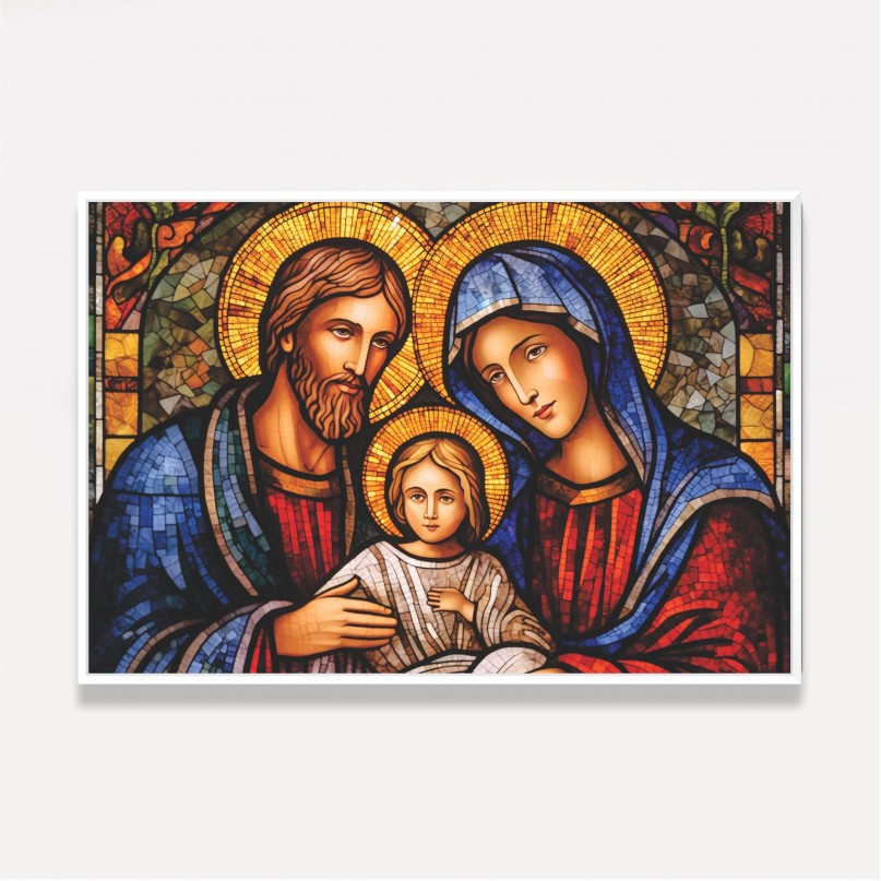 Quadro Sagrada Família Lar Sagrado em Mosáico