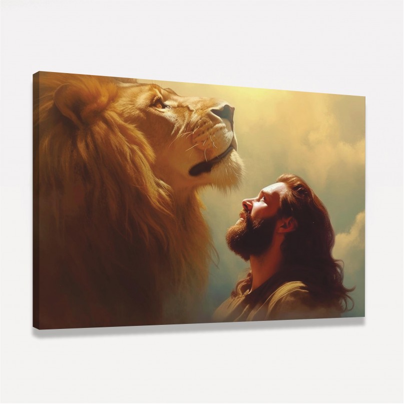 Quadro Representação Leão de Deus e o Redentor Jesus