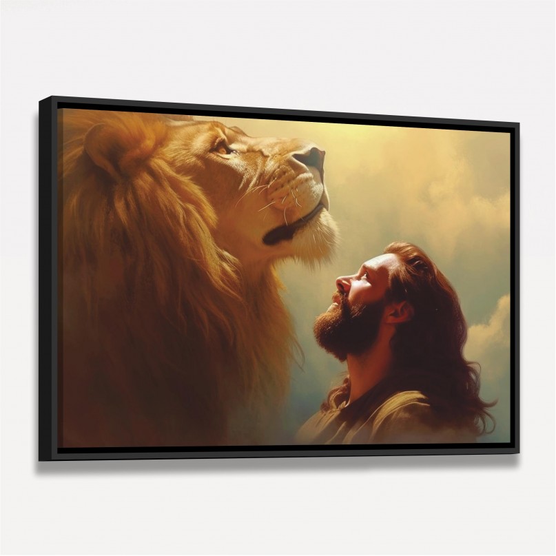 Quadro Representação Leão de Deus e o Redentor Jesus