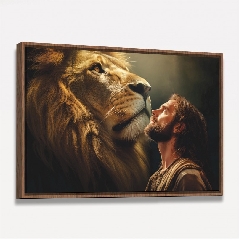 Quadro Representação Rei Leão e o Salvador Jesus