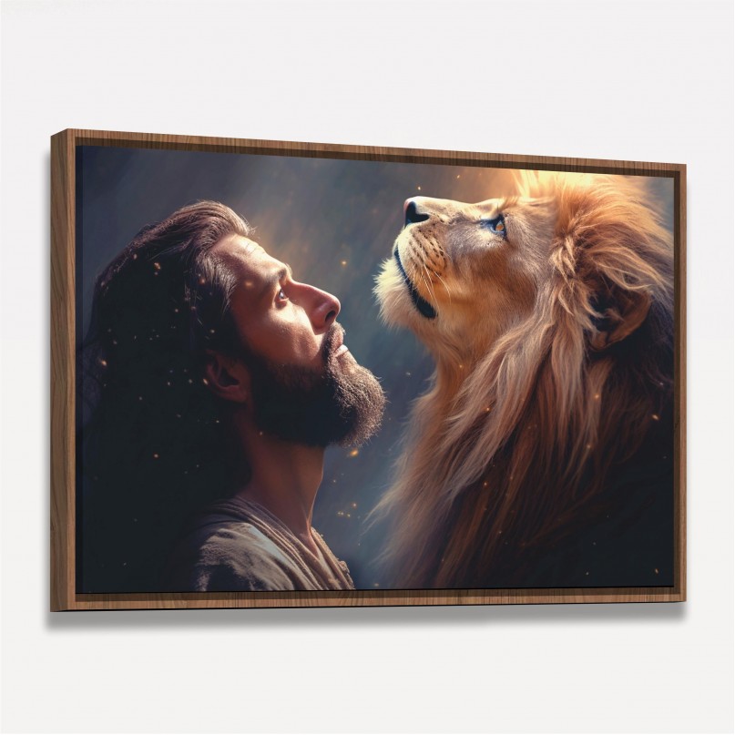 Quadro Representação Leão Forte e Jesus Salvador