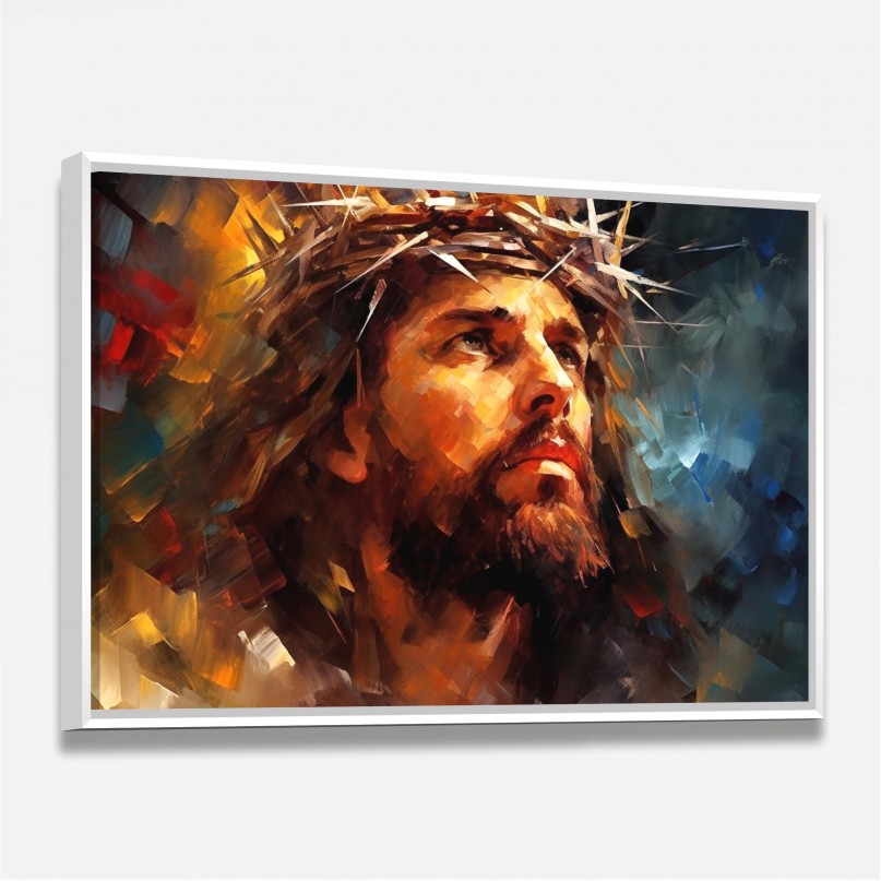 Releitura Quadro de Jesus Estilo Pinceladas Colorido