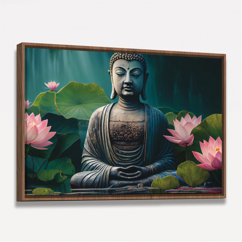 Quadro Buda Meditando no Lago 