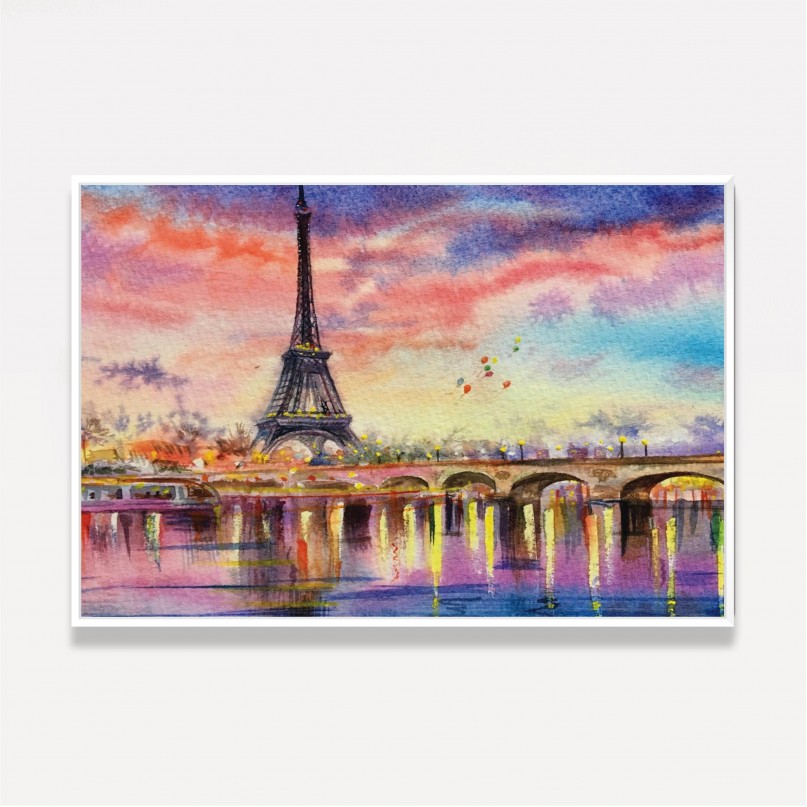 Quadro Torre Eiffel em Aquarela