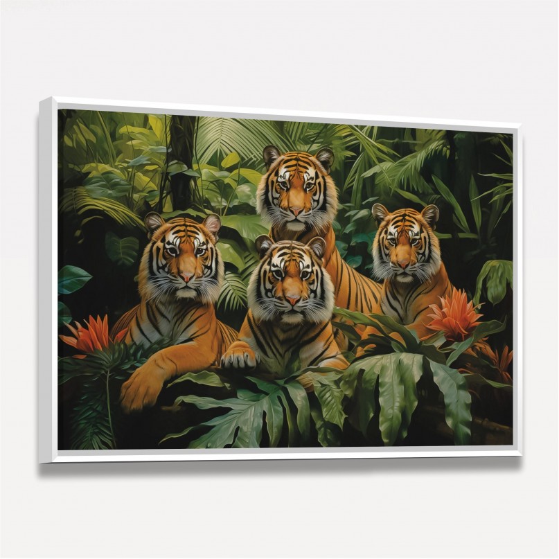 Quadro Família de Tigres Tropical