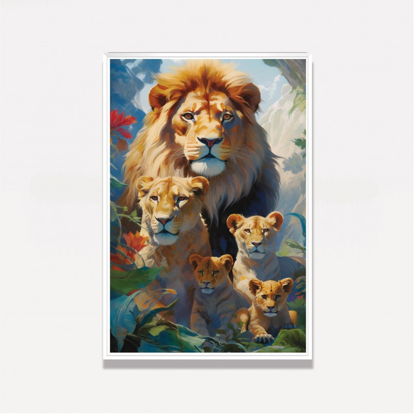Quadro Família de Leões Tropical
