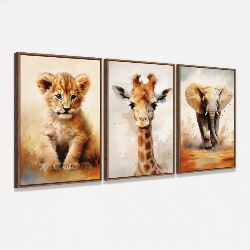 Quadro Trio Infantil Safari Animals