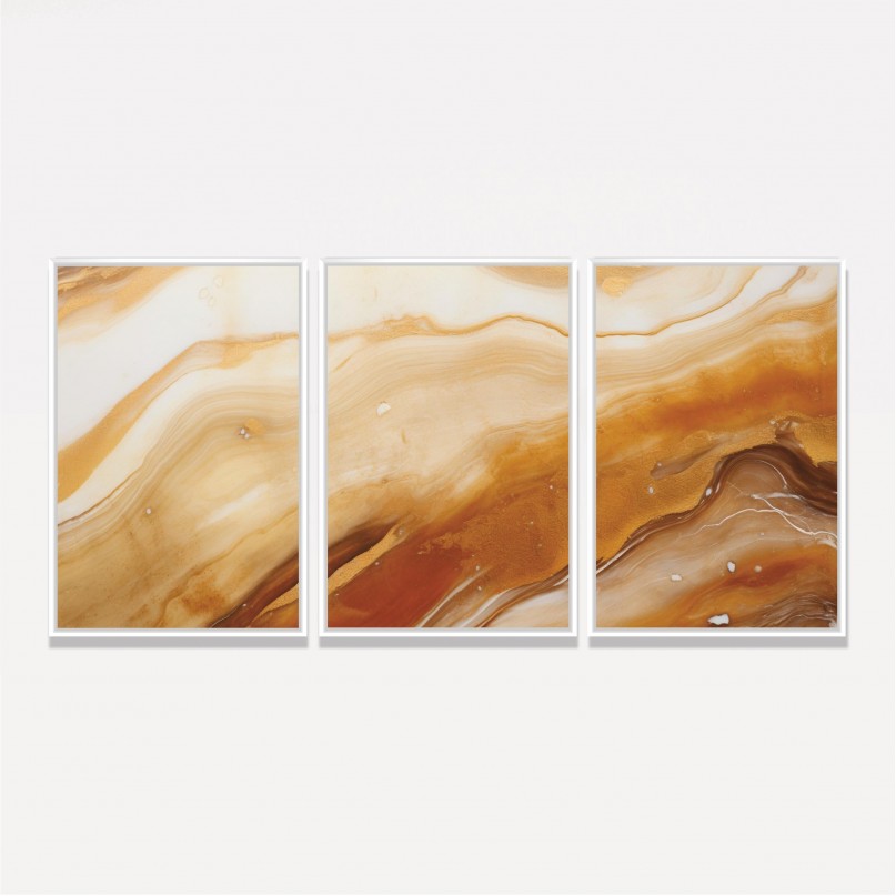 Quadro Abstrato Trio Fluido Marrom
