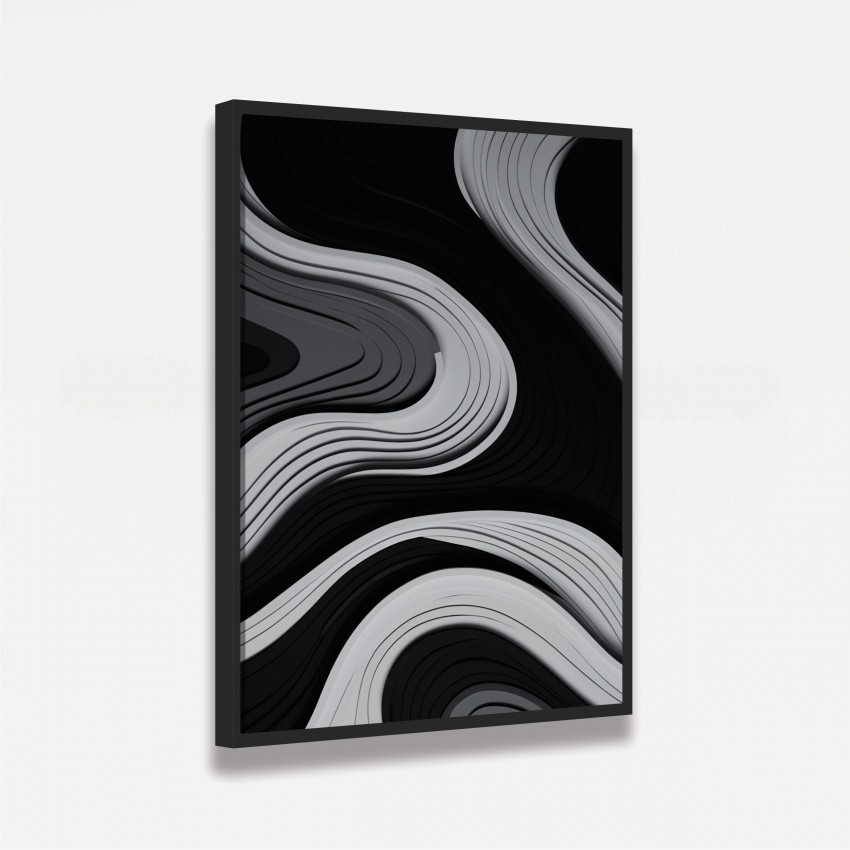 Quadro Abstrato Paper Cut Preto e Branco