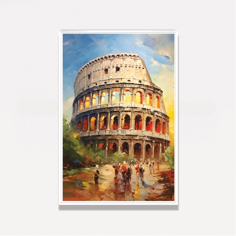 Quadro Coliseu de Roma Itália Impressionismo Cores Vibrantes