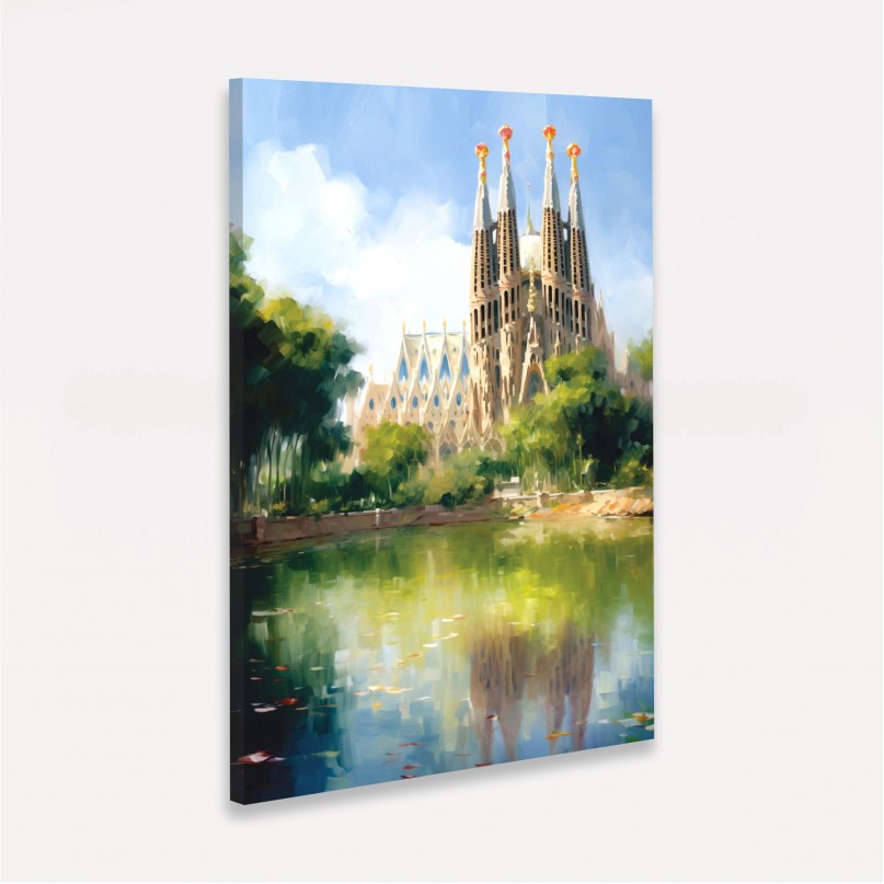 Quadro Basílica Sagrada Família Barcelona - Espanha Impressionismo Pinceladas Soltas   