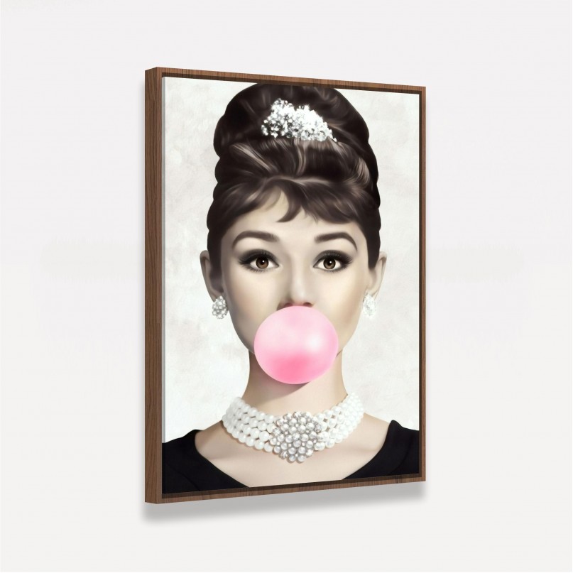 Quadro decorativo Audrey Hepburn Chiclete Rosa Art