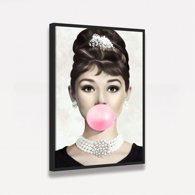 Quadro decorativo Audrey Hepburn Chiclete Rosa Art