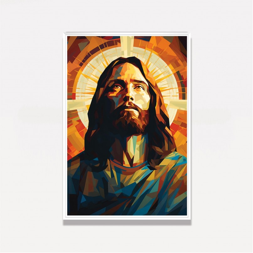 Quadro Representação de Jesus Estilo Mosaico