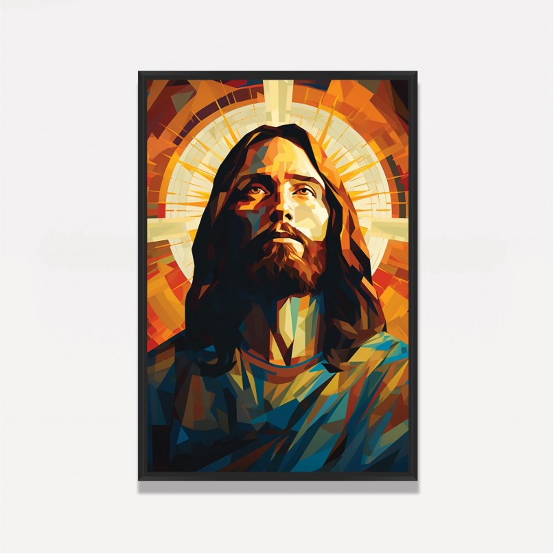 Quadro Representação de Jesus Estilo Mosaico