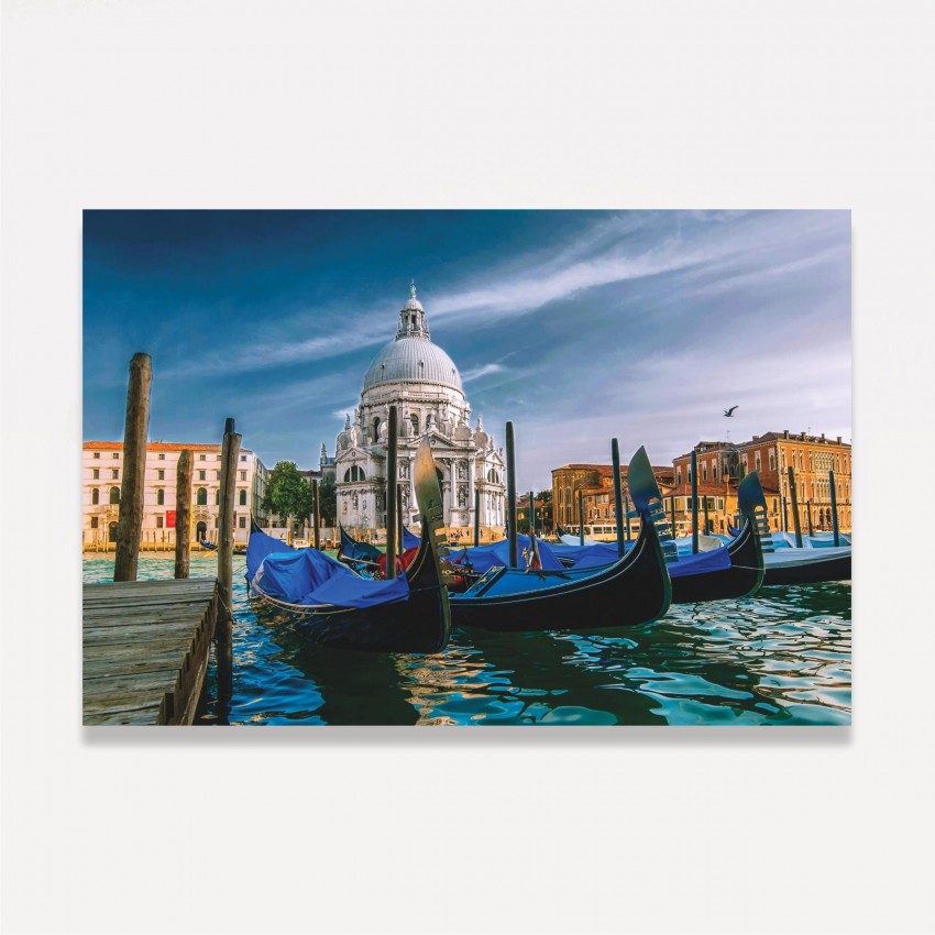 Quadro Barcos na Marina Catedral de Veneza