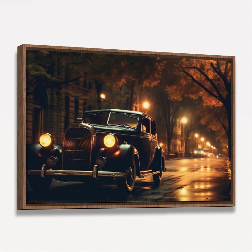 Quadro Carro Clássico Vintage à Luz da Noite