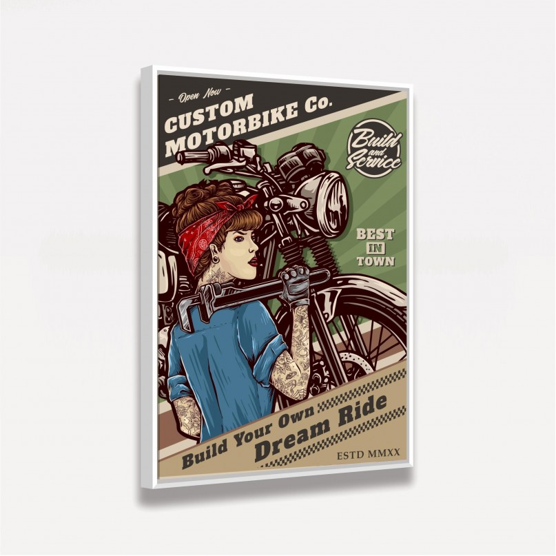 Quadro Pôster Woman and Motorcycle