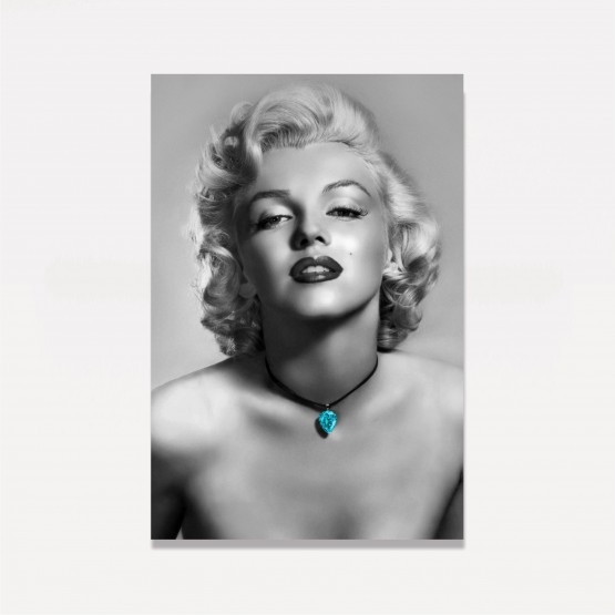 Quadro Marilyn Monroe em Preto e Branco Joia Azul
