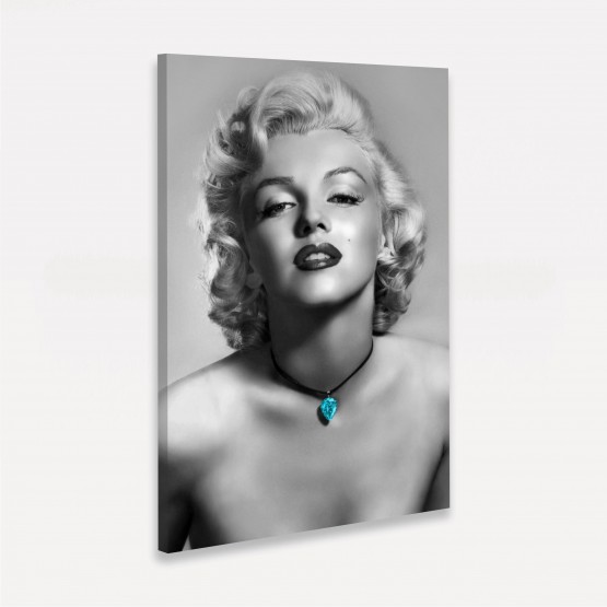 Quadro Marilyn Monroe em Preto e Branco Joia Azul