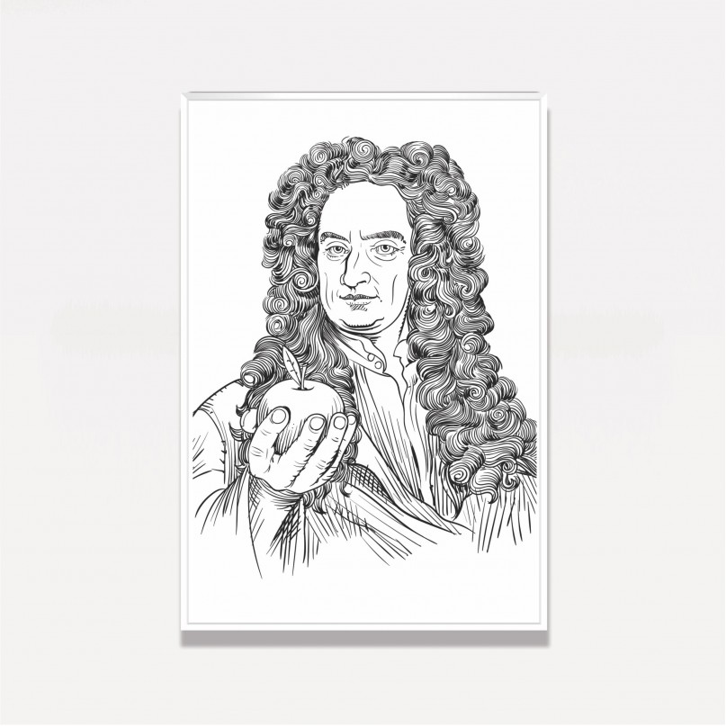 Quadro Representação Isaac Newton Line Art