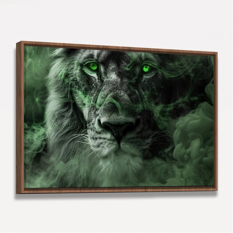 Quadro Leão Névoa Verde do Rei