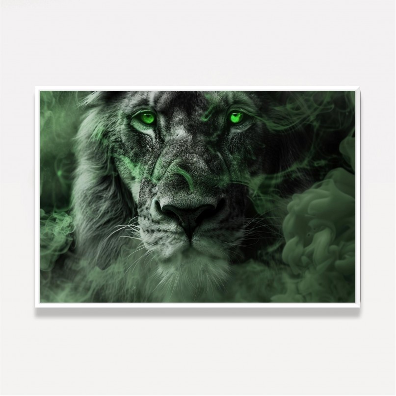 Quadro Leão Névoa Verde do Rei