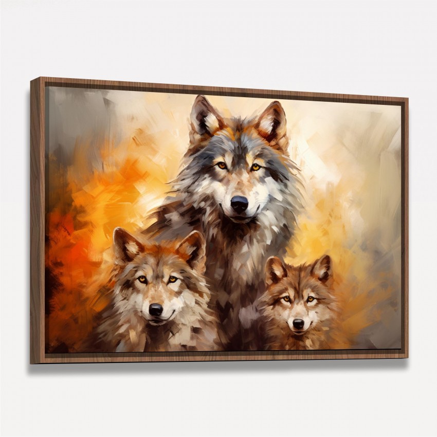 Quadro Família de Lobos Artística Pinceladas