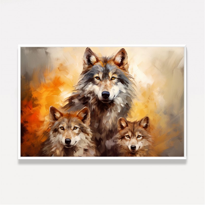 Quadro Família de Lobos Artística Pinceladas