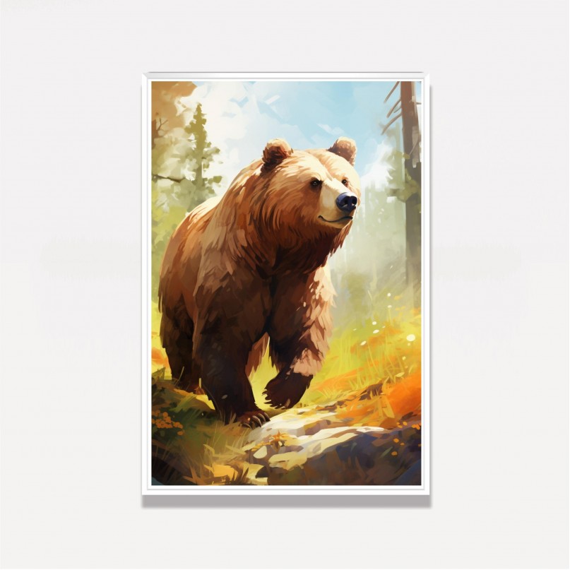 Quadro Urso Caminhando Pela Floresta