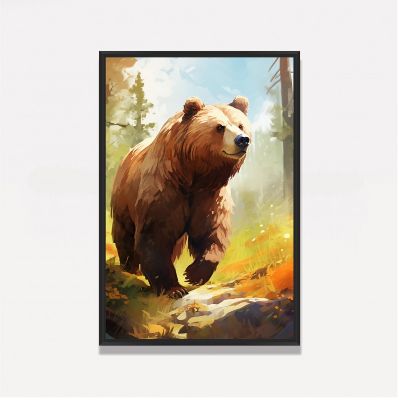 Quadro Urso Caminhando Pela Floresta