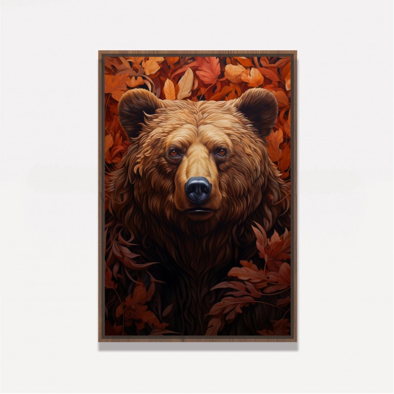 Quadro Retrato Urso Flor de Maple