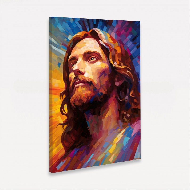 Quadro Jesus Colorido Mosaico Pintura