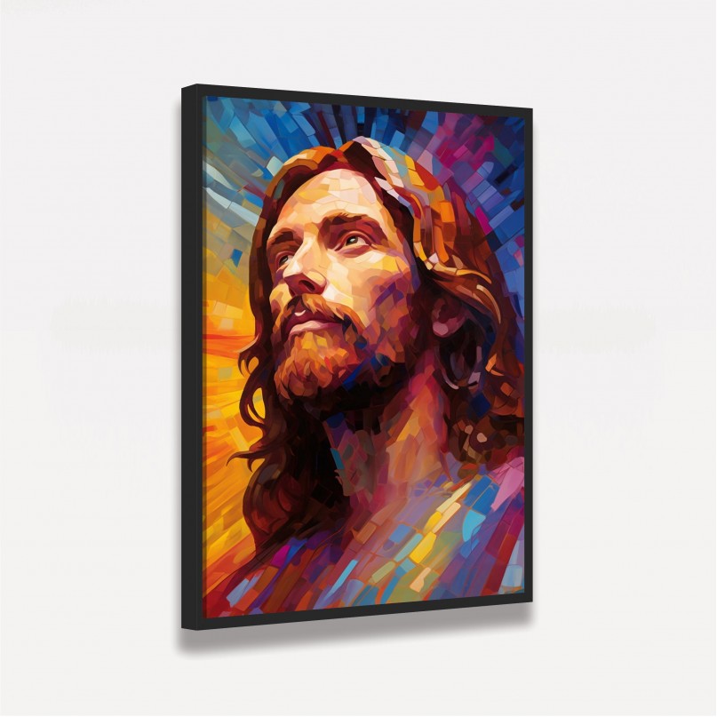 Quadro Jesus Colorido Mosaico Pintura