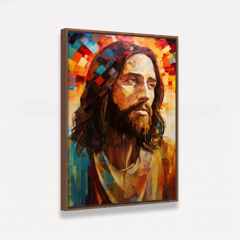 Quadro Jesus Cristo Pinceladas Colorida Ilustração