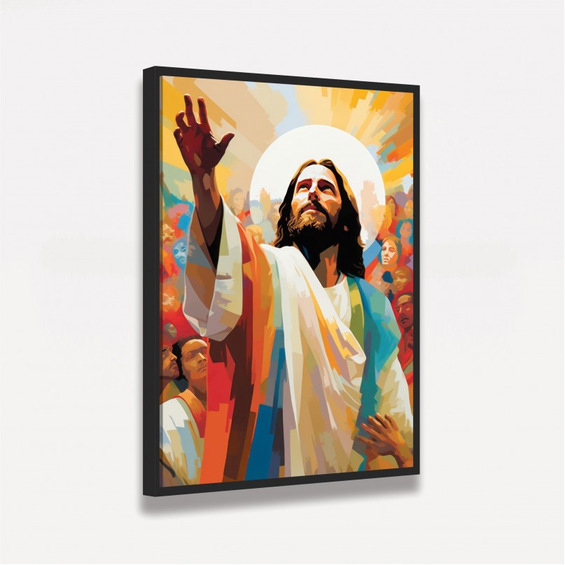 Quadro Estilo Pintura Jesus Abençoando Multidão
