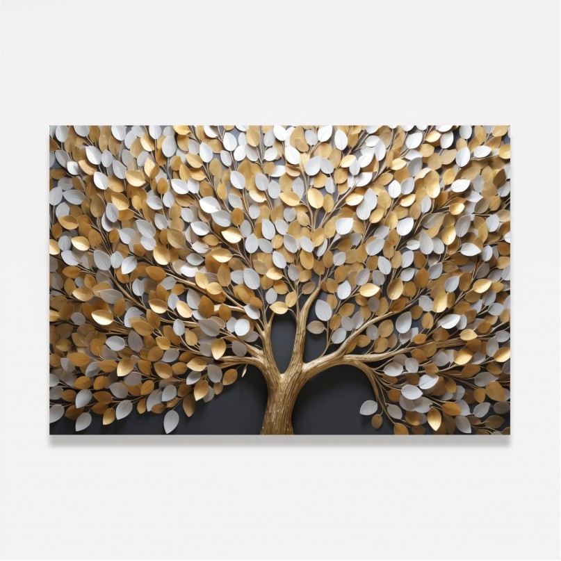 Quadro Árvore da Vida Tronco Dourado Luxo