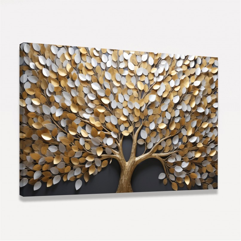 Quadro Árvore da Vida Tronco Dourado Luxo