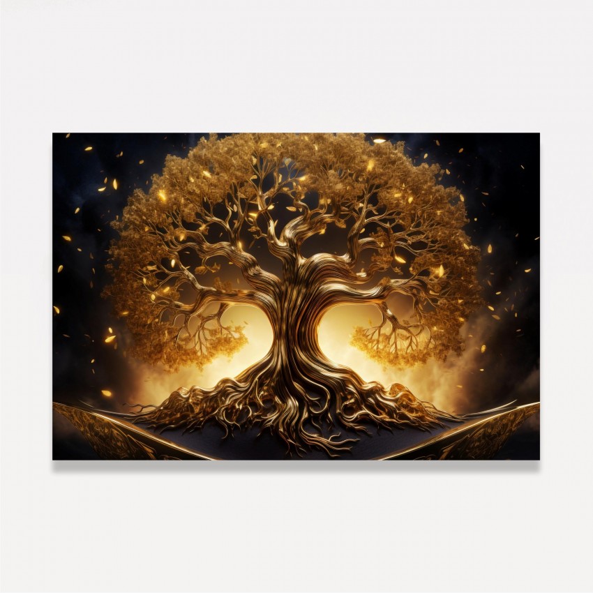 Quadro Árvore da Vida Esplendorosa Dourada Luxo