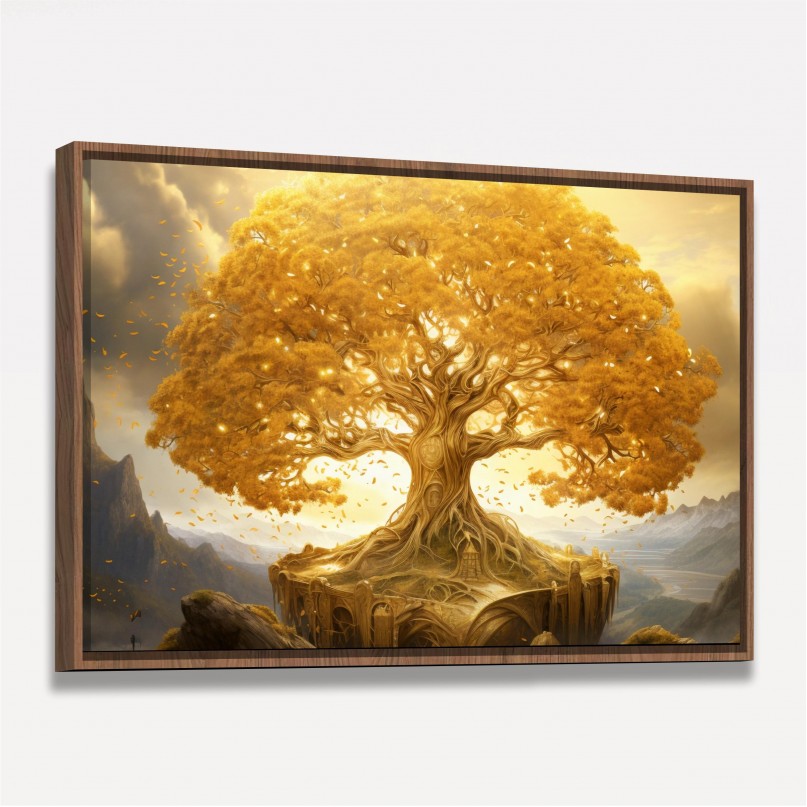 Quadro Árvore da Vida Deslumbrante Dourada Luxo