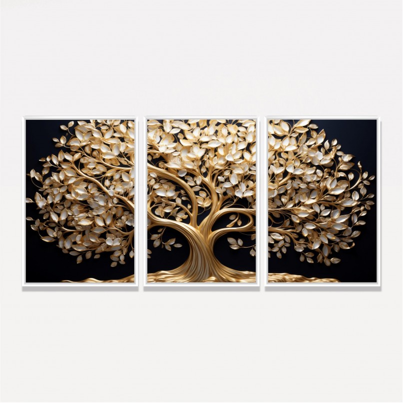 Quadro Trio Árvore da Vida Elo Dourado