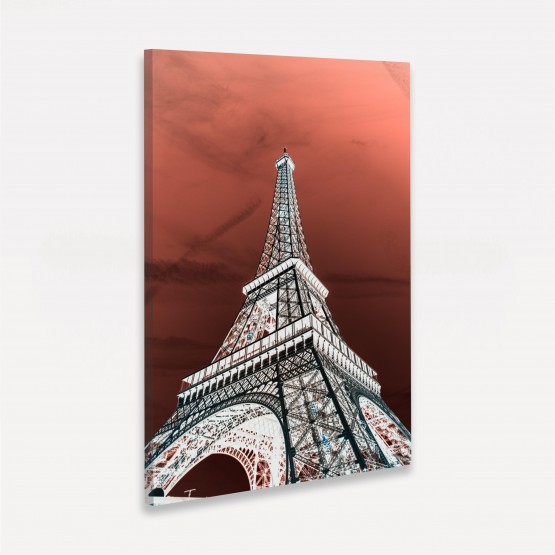 Quadro Art Digital Torre Eiffel Céu Vermelho