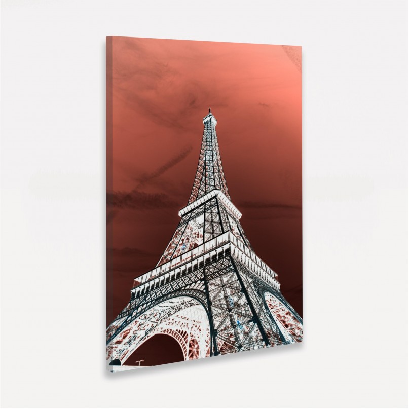 Quadro Art Digital Torre Eiffel Céu Vermelho